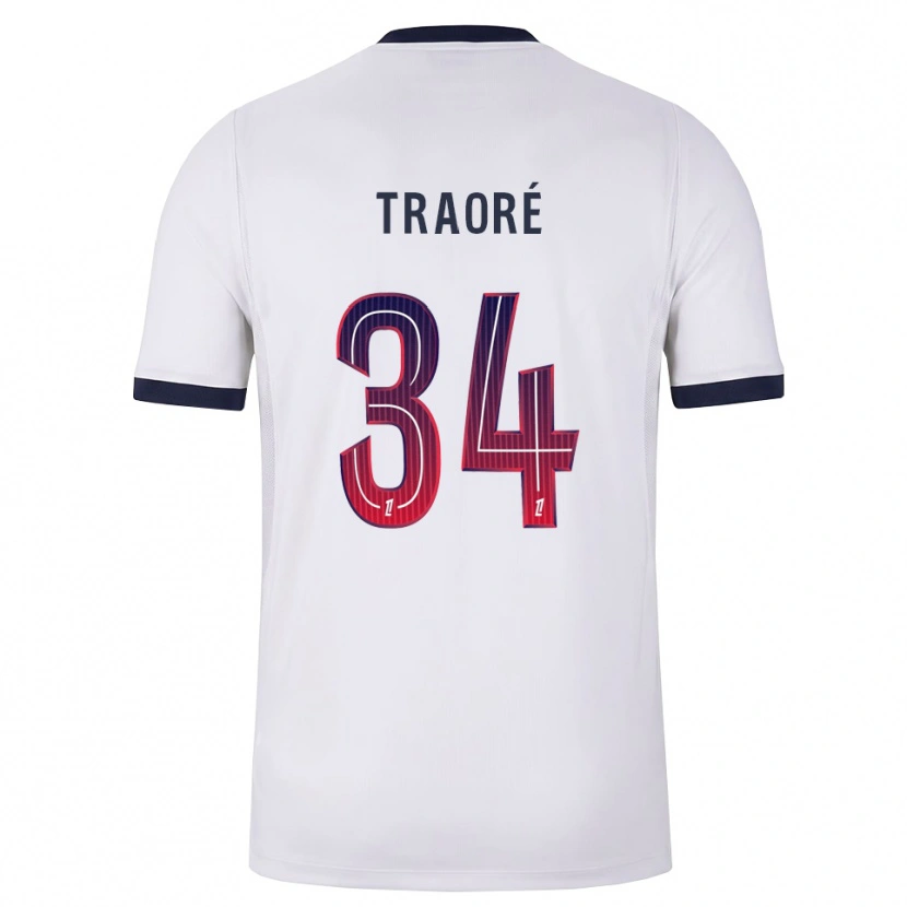 Danxen Uomo Maglia Naolia Traoré #34 Bianco Nero Rosso Kit Gara Away 2026/27 Maglietta