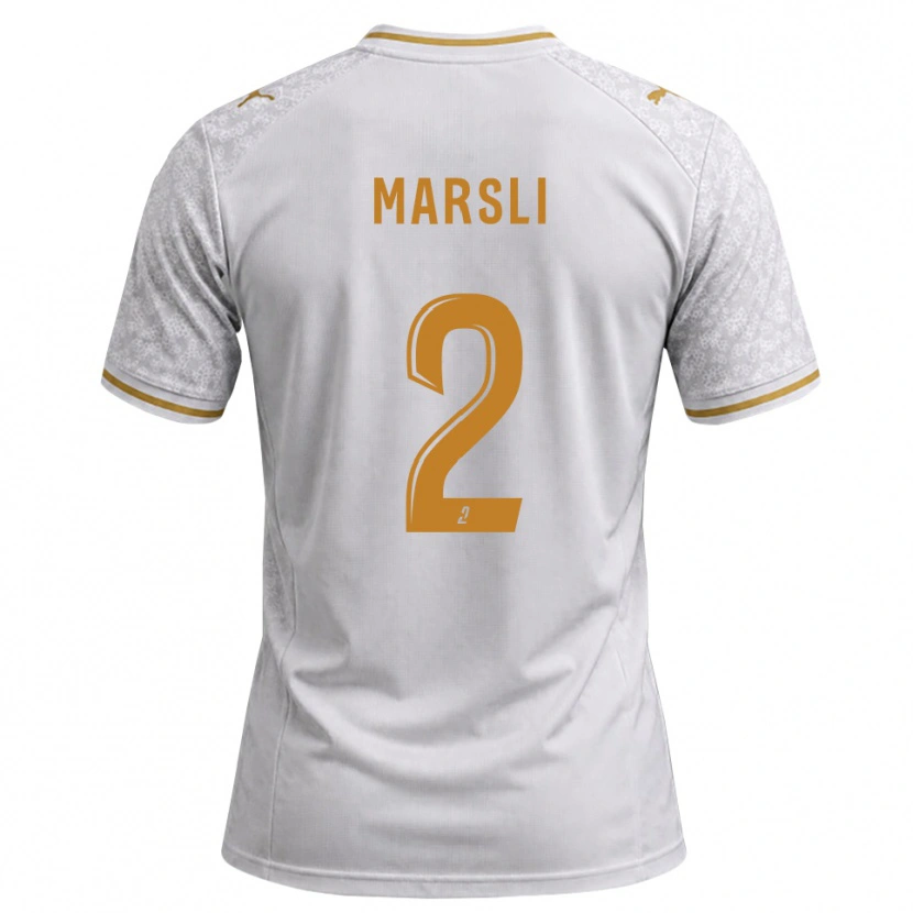 Danxen Uomo Maglia Adam Marsli #2 Bianco Grigio Goldenrod Kit Gara Away 2026/27 Maglietta