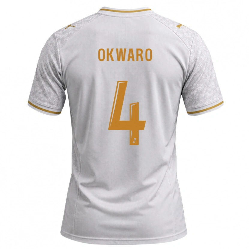 Danxen Uomo Maglia Manzur Okwaro #4 Bianco Grigio Goldenrod Kit Gara Away 2026/27 Maglietta