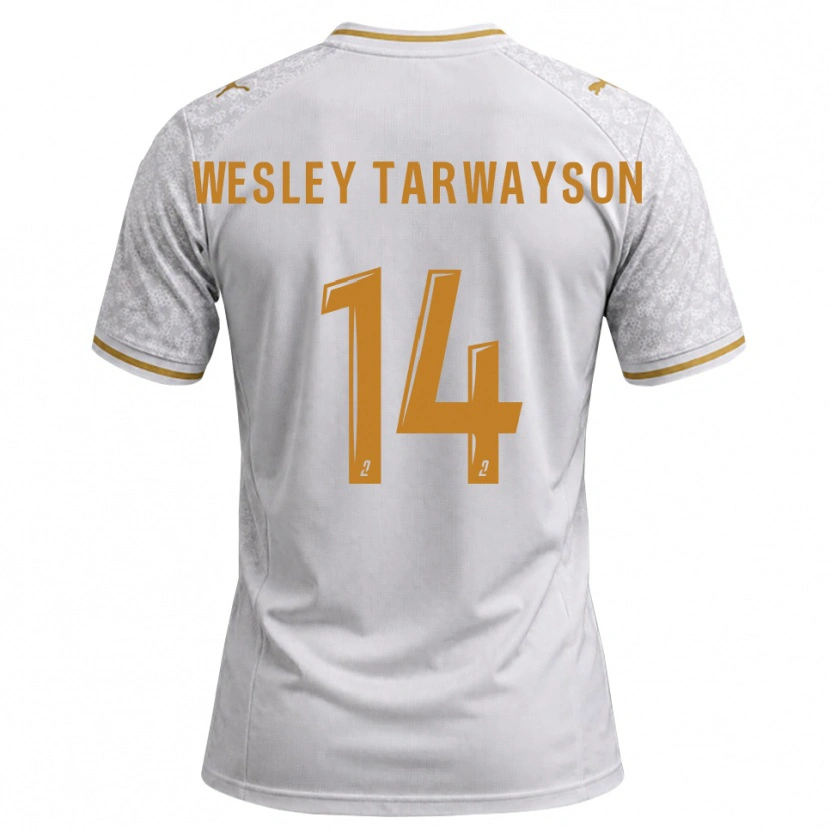 Danxen Uomo Maglia James Wesley Tarwayson #14 Bianco Grigio Goldenrod Kit Gara Away 2026/27 Maglietta