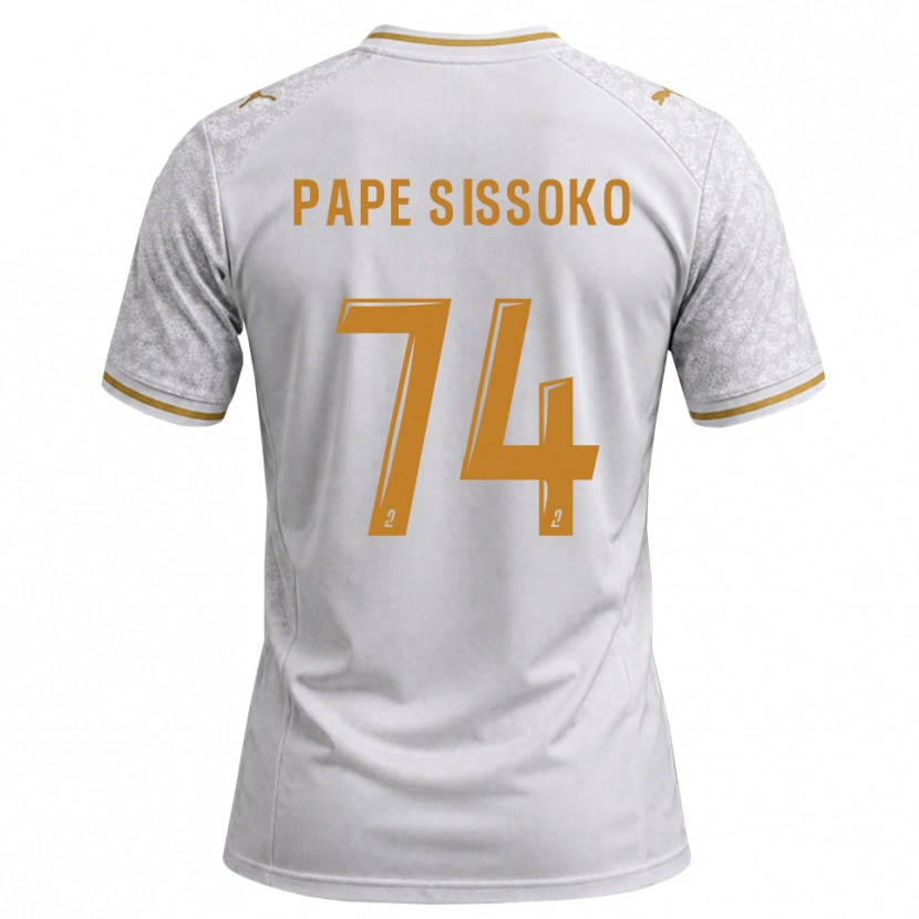 Danxen Uomo Maglia Niama Pape Sissoko #74 Bianco Grigio Goldenrod Kit Gara Away 2026/27 Maglietta