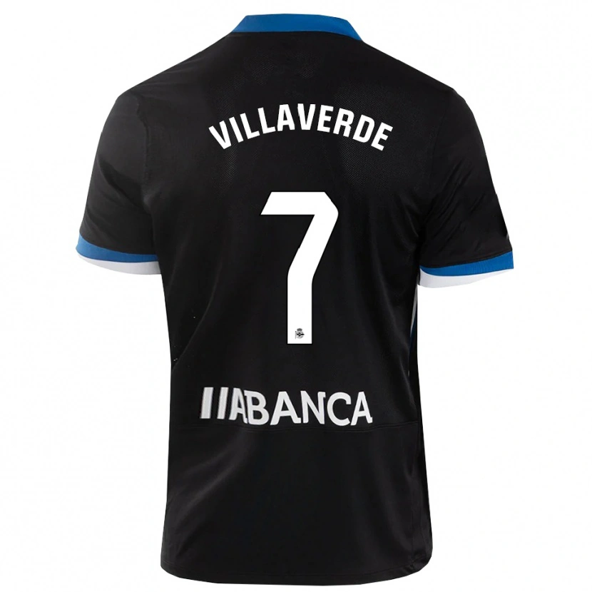 Danxen Uomo Maglia Hugo Villaverde #7 Nero Blu Bianco Kit Gara Away 2026/27 Maglietta