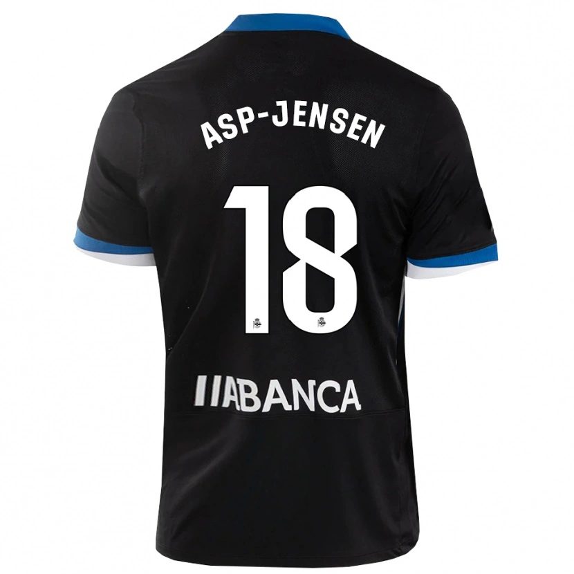 Danxen Uomo Maglia Jonathan Asp Jensen #18 Nero Blu Bianco Kit Gara Away 2026/27 Maglietta