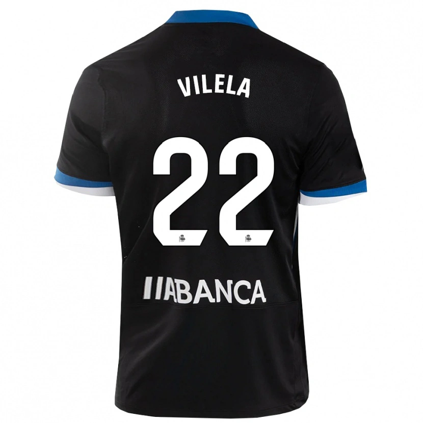 Danxen Uomo Maglia Rubén Vilela #22 Nero Blu Bianco Kit Gara Away 2026/27 Maglietta