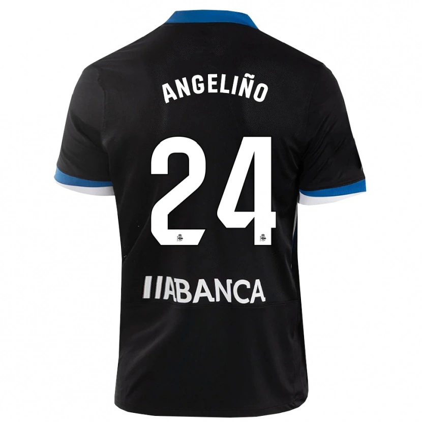 Danxen Uomo Maglia Angeliño #24 Nero Blu Bianco Kit Gara Away 2026/27 Maglietta