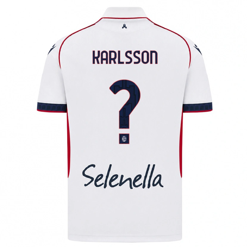Danxen Uomo Maglia Jesper Karlsson #0 Bianco Rosso Blu Reale Kit Gara Away 2026/27 Maglietta
