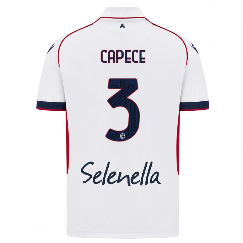 Danxen Uomo Maglia Matteo Capece #3 Bianco Rosso Blu Reale Kit Gara Away 2026/27 Maglietta