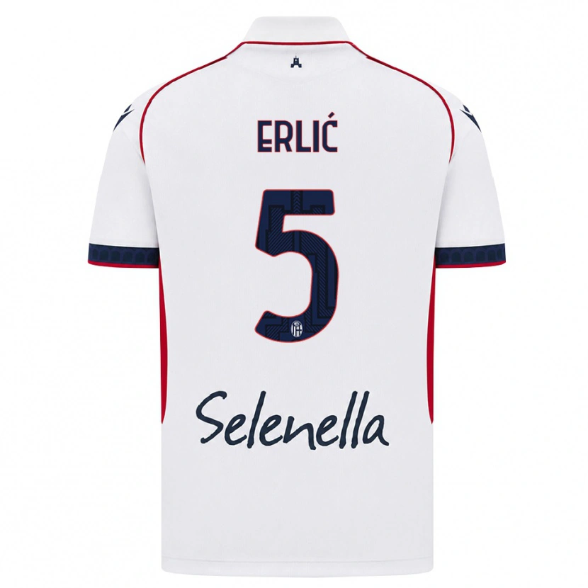 Danxen Uomo Maglia Martin Erlić #5 Bianco Rosso Blu Reale Kit Gara Away 2026/27 Maglietta