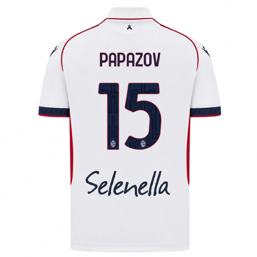 Danxen Uomo Maglia Dimitar Papazov #15 Bianco Rosso Blu Reale Kit Gara Away 2026/27 Maglietta