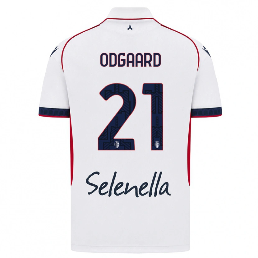 Danxen Uomo Maglia Jens Odgaard #21 Bianco Rosso Blu Reale Kit Gara Away 2026/27 Maglietta