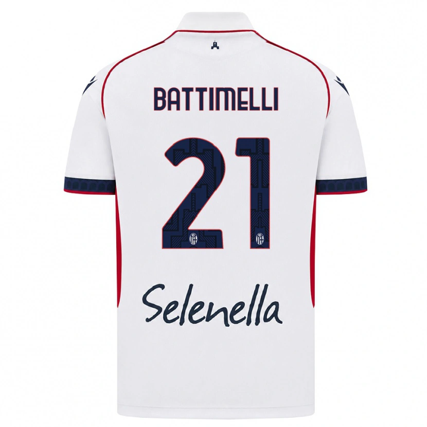 Danxen Uomo Maglia Giuseppe Battimelli #21 Bianco Rosso Blu Reale Kit Gara Away 2026/27 Maglietta