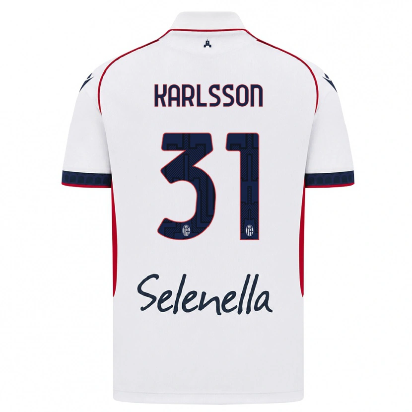 Danxen Uomo Maglia Kazper Karlsson #31 Bianco Rosso Blu Reale Kit Gara Away 2026/27 Maglietta