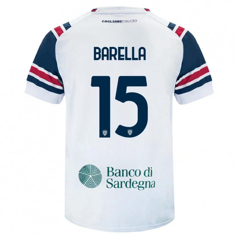 Danxen Uomo Maglia Elia Barella #15 Bianco Rosso Verde Kit Gara Away 2026/27 Maglietta