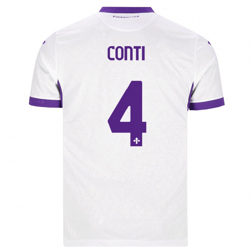 Danxen Uomo Maglia Gabriele Conti #4 Bianco Viola Kit Gara Away 2026/27 Maglietta
