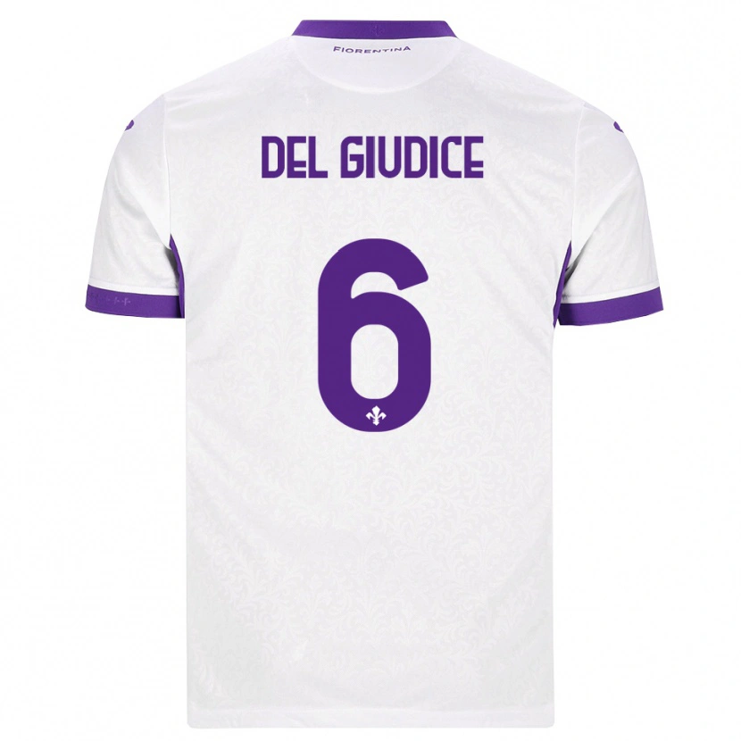 Danxen Uomo Maglia Nicolas Del Giudice #6 Bianco Viola Kit Gara Away 2026/27 Maglietta