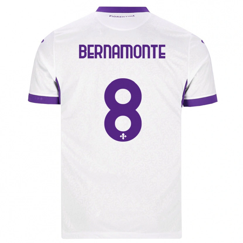 Danxen Uomo Maglia Lorenzo Bernamonte #8 Bianco Viola Kit Gara Away 2026/27 Maglietta