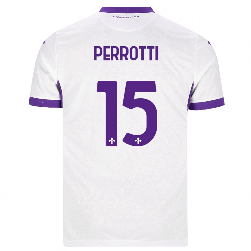 Danxen Uomo Maglia Alessandro Perrotti #15 Bianco Viola Kit Gara Away 2026/27 Maglietta