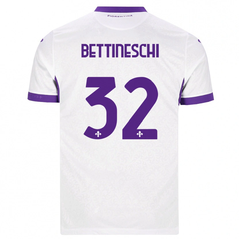 Danxen Uomo Maglia Giorgia Bettineschi #32 Bianco Viola Kit Gara Away 2026/27 Maglietta