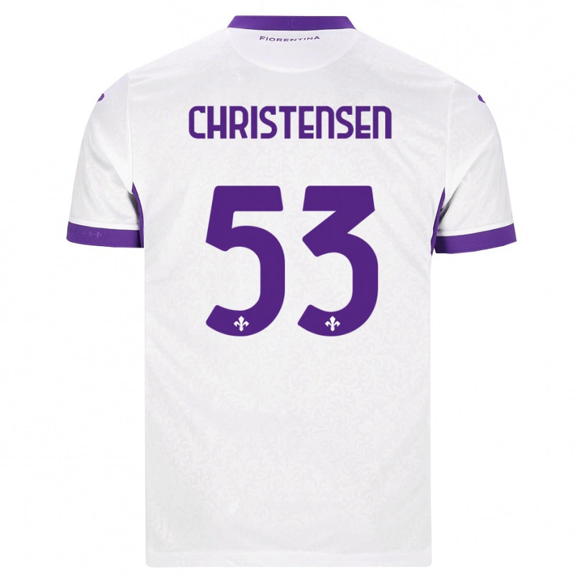 Danxen Uomo Maglia Oliver Christensen #53 Bianco Viola Kit Gara Away 2026/27 Maglietta