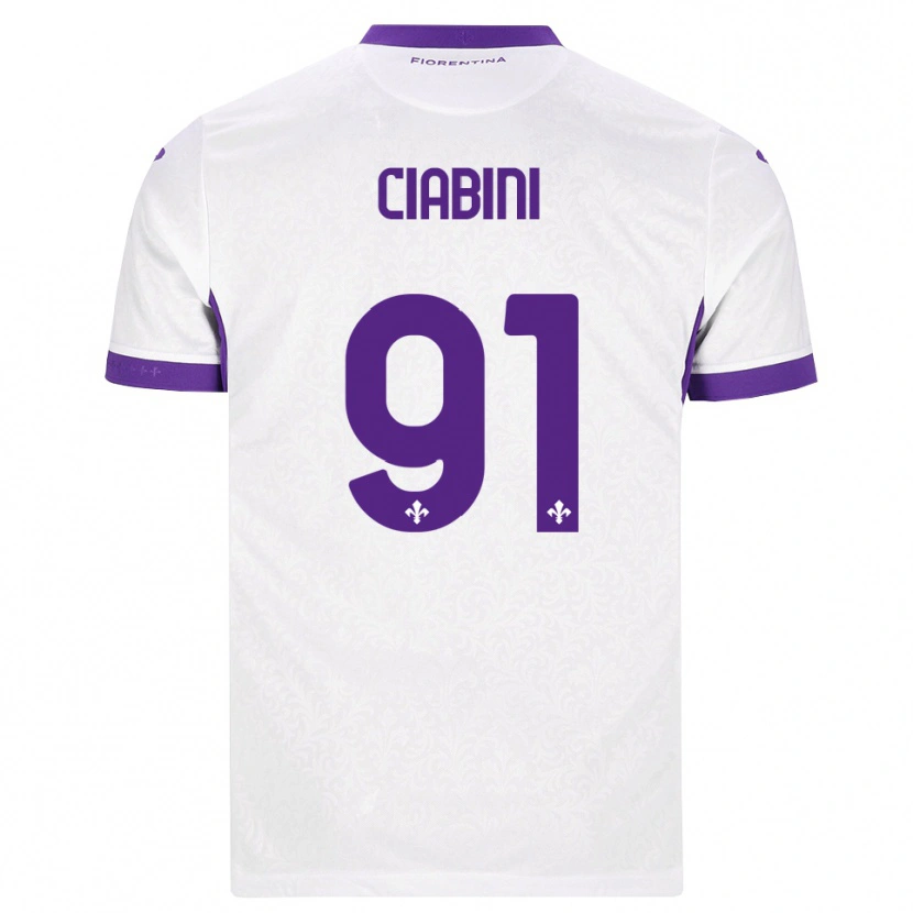 Danxen Uomo Maglia Giulia Ciabini #91 Bianco Viola Kit Gara Away 2026/27 Maglietta