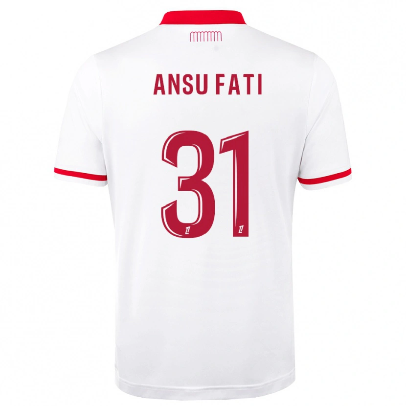Danxen Donna Maglia Ansu Fati #31 Rosso Bianco Kit Gara Home 2026/27 Maglietta