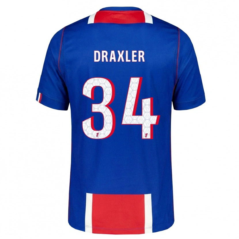 Danxen Donna Maglia Julian Draxler #34 Rosso Bianco Blu Kit Gara Home 2026/27 Maglietta