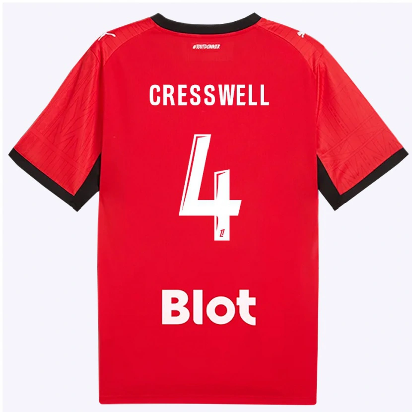 Danxen Donna Maglia Charlie Cresswell #4 Rosso Nero Bianco Kit Gara Home 2026/27 Maglietta