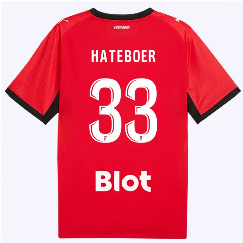 Danxen Donna Maglia Hans Hateboer #33 Rosso Nero Bianco Kit Gara Home 2026/27 Maglietta