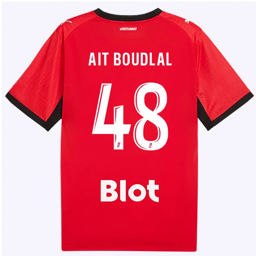Danxen Donna Maglia Abdelhamid Ait Boudlal #48 Rosso Nero Bianco Kit Gara Home 2026/27 Maglietta