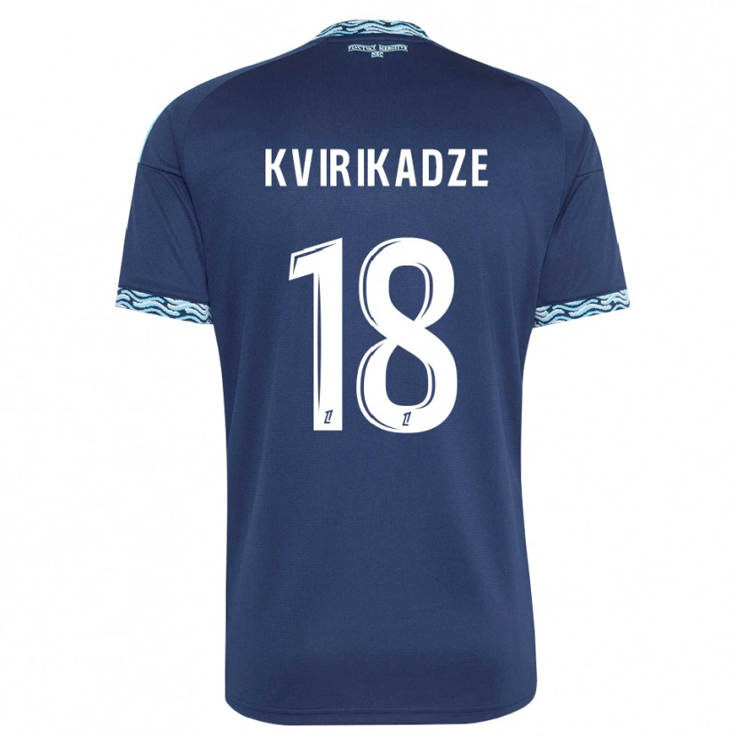 Danxen Donna Maglia Andria Kvirikadze #18 Blu Acciaio Bianco Kit Gara Home 2026/27 Maglietta