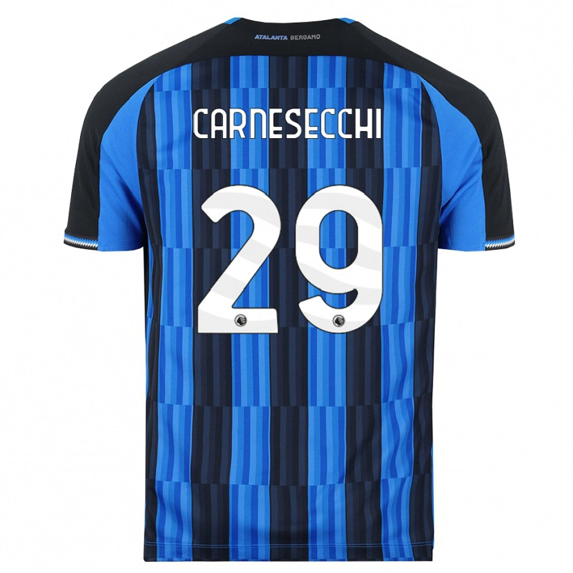 Danxen Donna Maglia Marco Carnesecchi #29 Blu Nero Rosso Kit Gara Home 2026/27 Maglietta