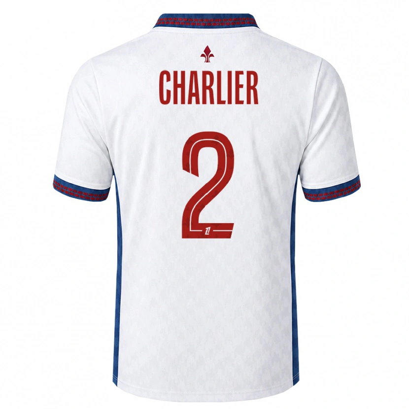 Danxen Donna Maglia Amaury Charlier #2 Rosso Bianco Blu Kit Gara Away 2026/27 Maglietta