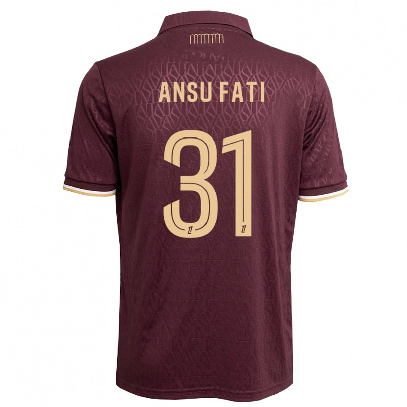 Danxen Donna Maglia Ansu Fati #31 Marrone Sabbia Vinaccia Kit Gara Away 2026/27 Maglietta