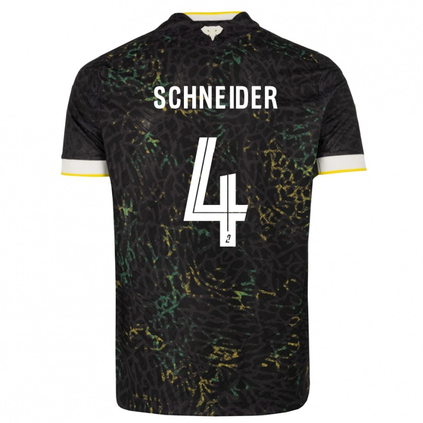 Danxen Donna Maglia Octave Schneider #4 Nero Bianco Giallo Kit Gara Away 2026/27 Maglietta