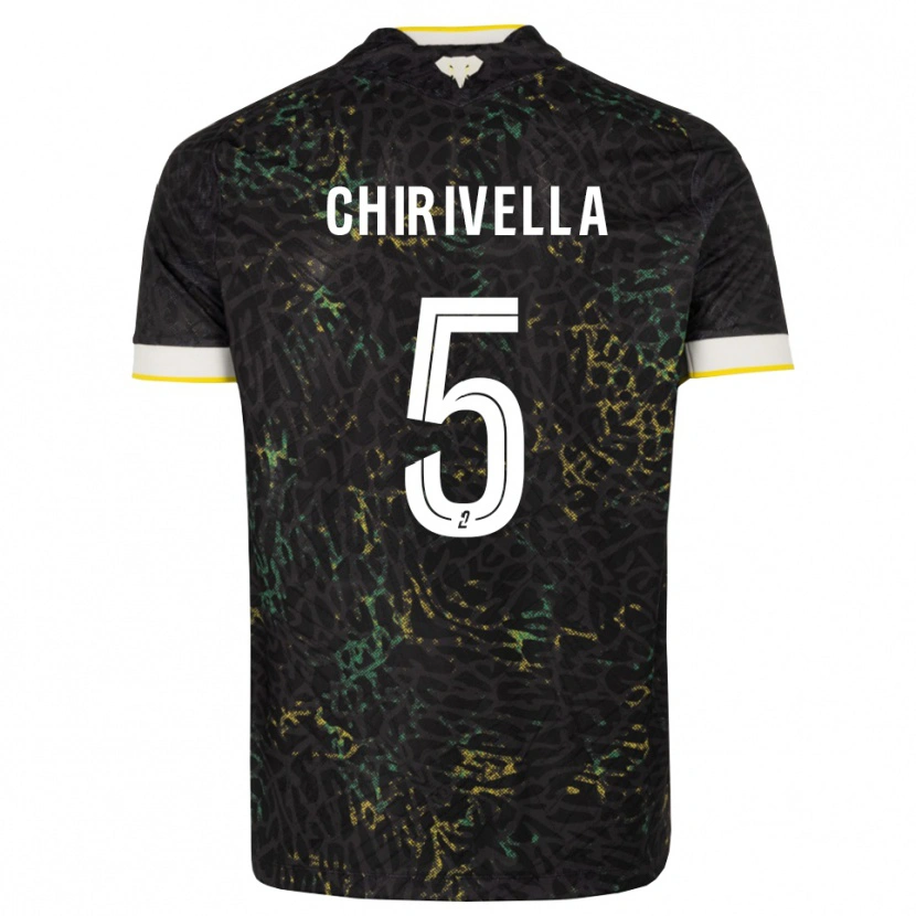 Danxen Donna Maglia Pedro Chirivella #5 Nero Bianco Giallo Kit Gara Away 2026/27 Maglietta