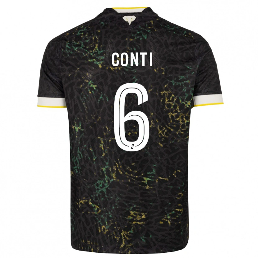 Danxen Donna Maglia Alexandre Conti #6 Nero Bianco Giallo Kit Gara Away 2026/27 Maglietta