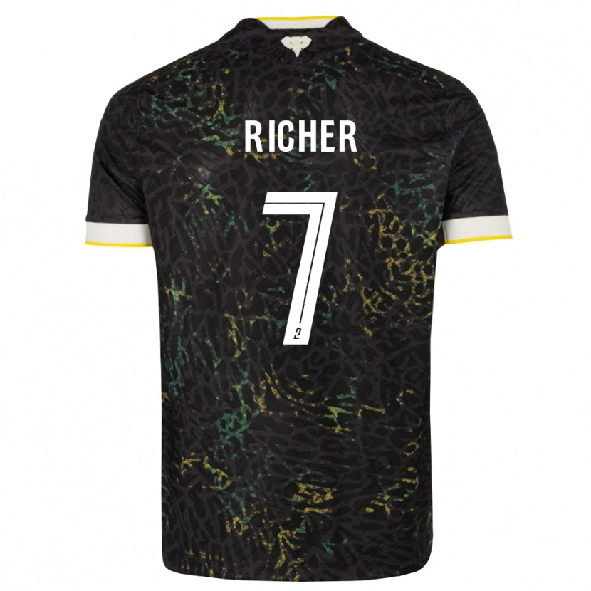 Danxen Donna Maglia Nolan Richer #7 Nero Bianco Giallo Kit Gara Away 2026/27 Maglietta