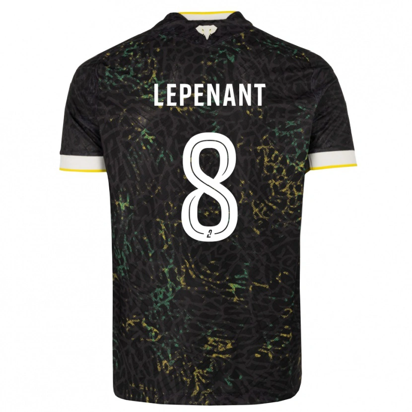 Danxen Donna Maglia Johann Lepenant #8 Nero Bianco Giallo Kit Gara Away 2026/27 Maglietta