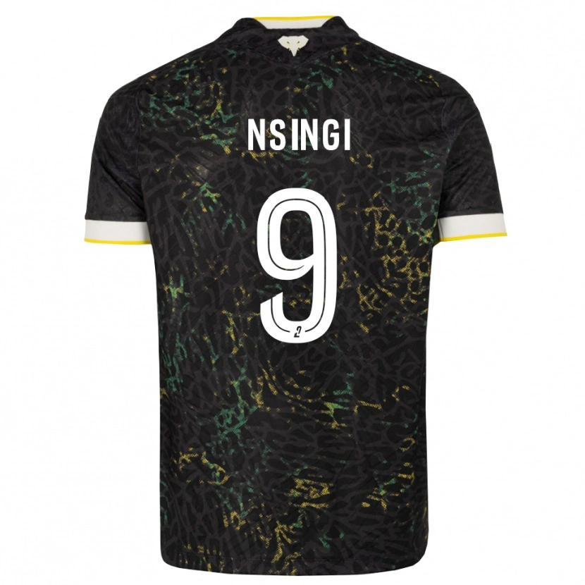 Danxen Donna Maglia Plamedi Nsingi #9 Nero Bianco Giallo Kit Gara Away 2026/27 Maglietta