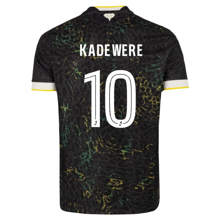 Danxen Donna Maglia Tino Kadewere #10 Nero Bianco Giallo Kit Gara Away 2026/27 Maglietta
