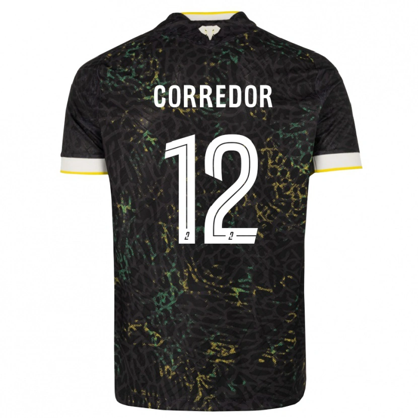 Danxen Donna Maglia Killian Corredor #12 Nero Bianco Giallo Kit Gara Away 2026/27 Maglietta