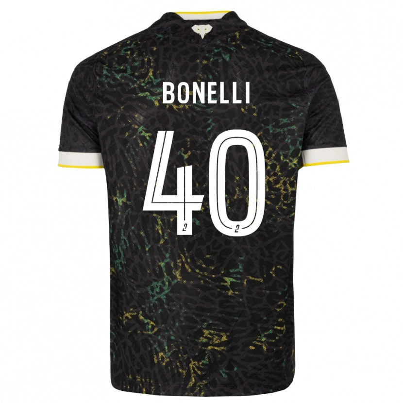Danxen Donna Maglia Lucas Bonelli #40 Nero Bianco Giallo Kit Gara Away 2026/27 Maglietta