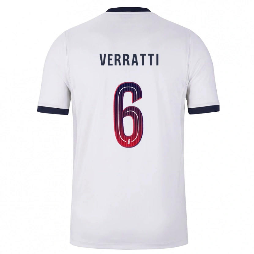 Danxen Donna Maglia Marco Verratti #6 Bianco Nero Rosso Kit Gara Away 2026/27 Maglietta
