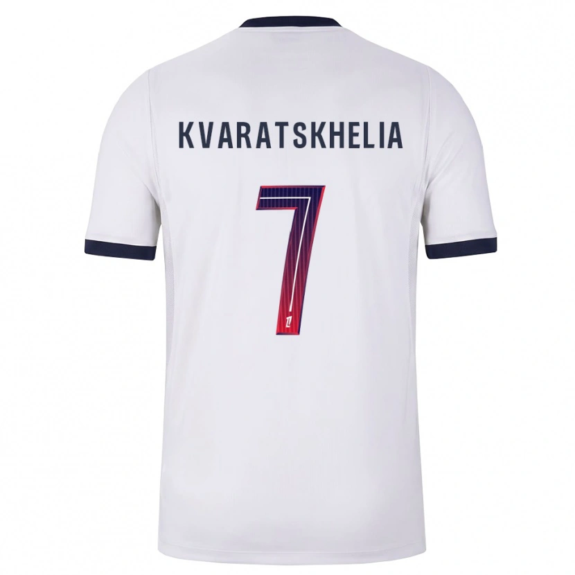 Danxen Donna Maglia Khvicha Kvaratskhelia #7 Bianco Nero Rosso Kit Gara Away 2026/27 Maglietta