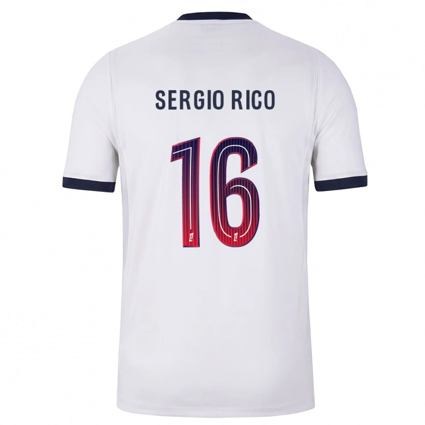 Danxen Donna Maglia Sergio Rico #16 Bianco Nero Rosso Kit Gara Away 2026/27 Maglietta