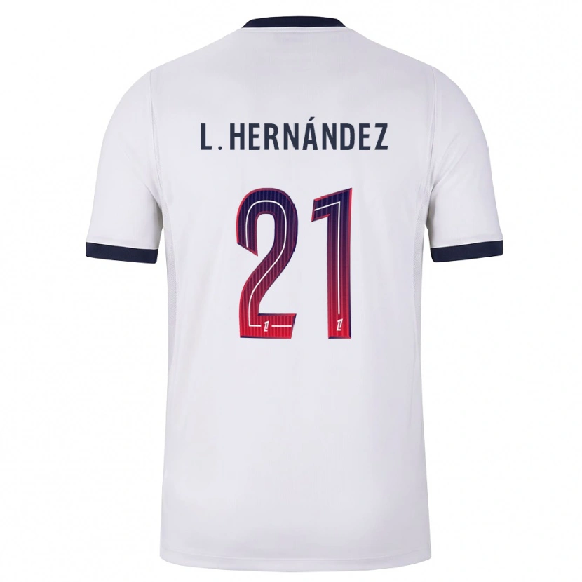 Danxen Donna Maglia Lucas Hernández #21 Bianco Nero Rosso Kit Gara Away 2026/27 Maglietta