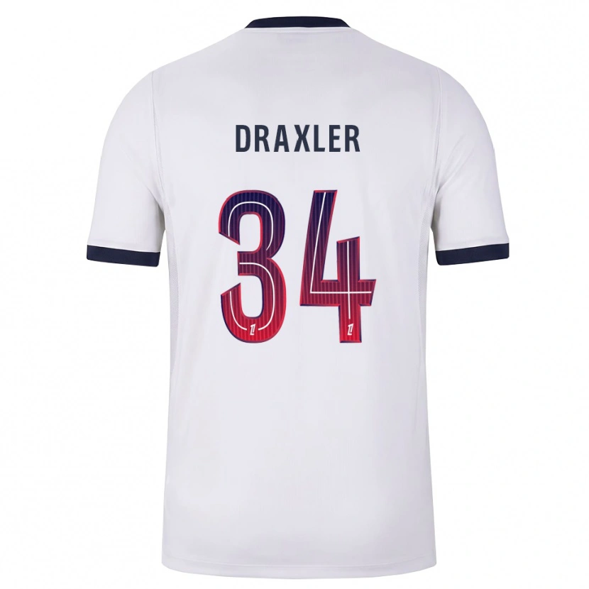 Danxen Donna Maglia Julian Draxler #34 Bianco Nero Rosso Kit Gara Away 2026/27 Maglietta