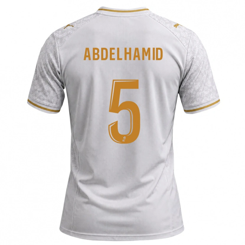 Danxen Donna Maglia Yunis Abdelhamid #5 Bianco Grigio Goldenrod Kit Gara Away 2026/27 Maglietta
