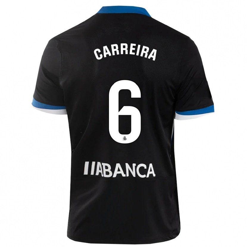 Danxen Donna Maglia David Carreira #6 Nero Blu Bianco Kit Gara Away 2026/27 Maglietta