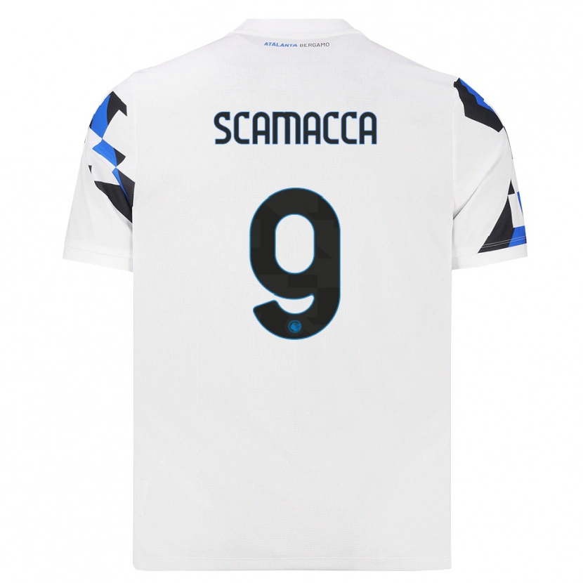 Danxen Donna Maglia Gianluca Scamacca #9 Bianco Rosso Blu Kit Gara Away 2026/27 Maglietta